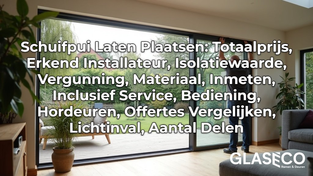 Een vakman zorgt voor een naadloze afwerking terwijl hij een schuifpui laten plaatsen in een moderne Nederlandse woning.