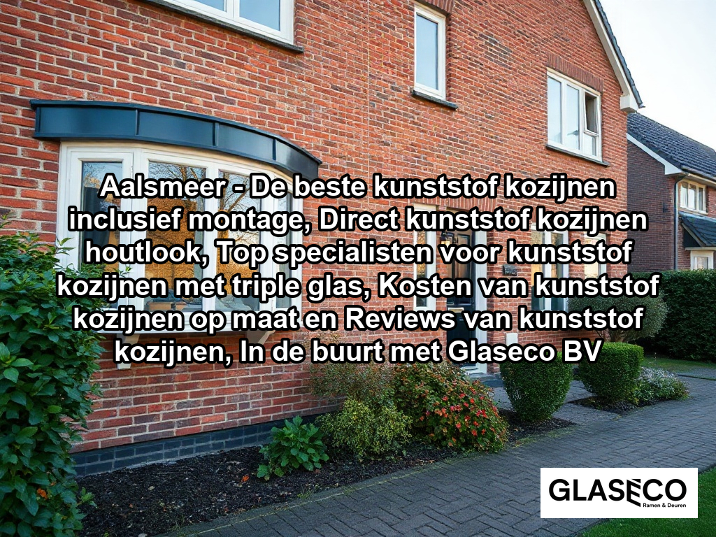 A high-quality, eye-level photograph of a well-maintained Dutch suburban brick house featuring freshly installed, high-quality white kunststof window frames with clean, elegant detailing. The scene is set on a quiet residential street with typical Dutch greenery, a paved driveway, and soft, natural daylight reflecting off the new, airtight window panes.