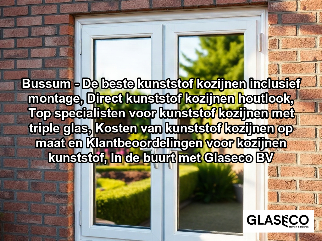 A bright, modern Dutch residential home features crisp, white high-quality PVC window frames with clean, realistic joints and matching handles, set into a brick facade typical of the Netherlands. The scene is captured in soft, natural daylight with a view of a well-maintained garden with native Dutch greenery, focusing on the polished finish and precise installation of the frames.