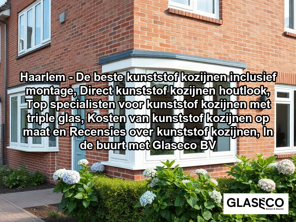 A bright, modern semi-detached brick house in a typical Dutch suburban street, featuring clean white high-quality synthetic window frames with integrated ventilation grilles. The scene is captured in natural daylight, showing a neat front garden with local greenery like hydrangeas and a manicured hedge, highlighting the crisp, durable finish of the newly installed window units against the classic masonry.