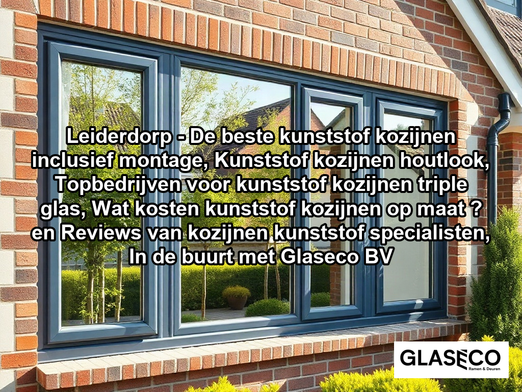 A bright, modern Dutch suburban home featuring high-quality anthracite grey PVC window frames that are perfectly flush with the brick facade. The scene captures a peaceful afternoon with natural daylight, showing clear glass panes reflecting the soft greenery of a typical Dutch garden with birch trees and manicured hedges.