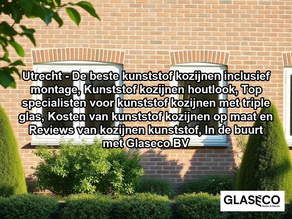 A bright, modern Dutch suburban home featuring high-quality white kunststof window frames with clean, realistic profiles and double-glazing. The exterior shows a tasteful brick facade typical of the Netherlands, surrounded by a well-maintained garden with native shrubs and a small row of trees under soft, natural daylight.